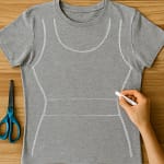 Vorbereitung zum Upcycling eines T-Shirts zu einem figurbetonten Top