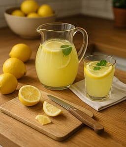 Selbst gemachter Zitronensaft- DIY Getränke